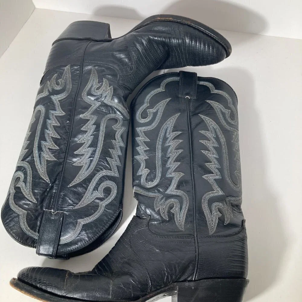 Mens Justin Lizard‎ Exotic Cowboy Boots Style 8313 Black 8D